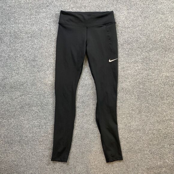 Nike Tights Women S Small Black Fast Dri Fit Low Rise Running Mesh Panels Fitted - Picture 2 of 14
